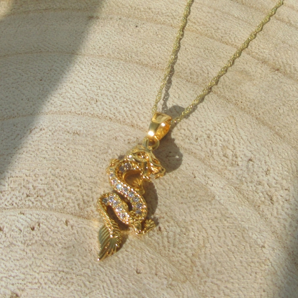 🐉14k Gold Filled Dragon Charm w/ Pave CZ